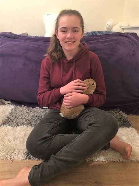 Bowie the rabbit with Abbie